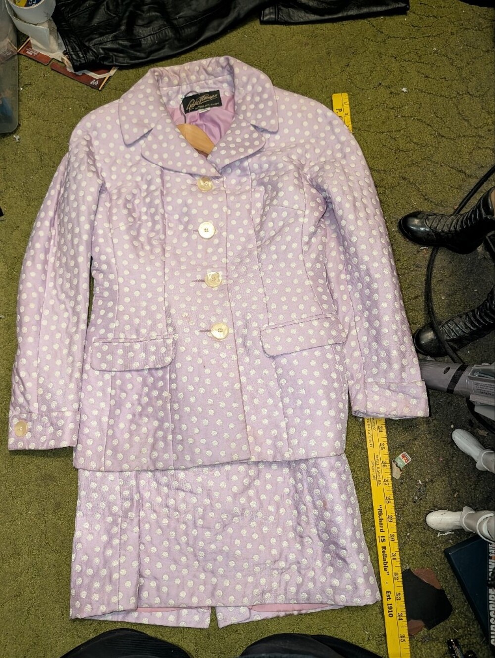 Lilac Polka Dot Skirt Suit